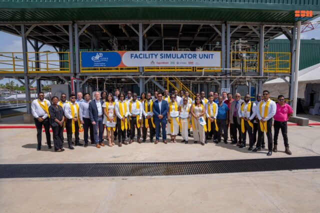 The trainee technicians along with representatives from ExxonMobil, SBM Offshore Guyana and the Minister of Natural Resources, Hon. Vickram Bharrat